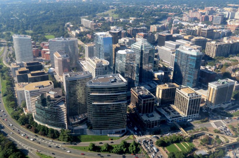 Aerial View of Rosslyn Washington D.C. where J. David Ake resides.