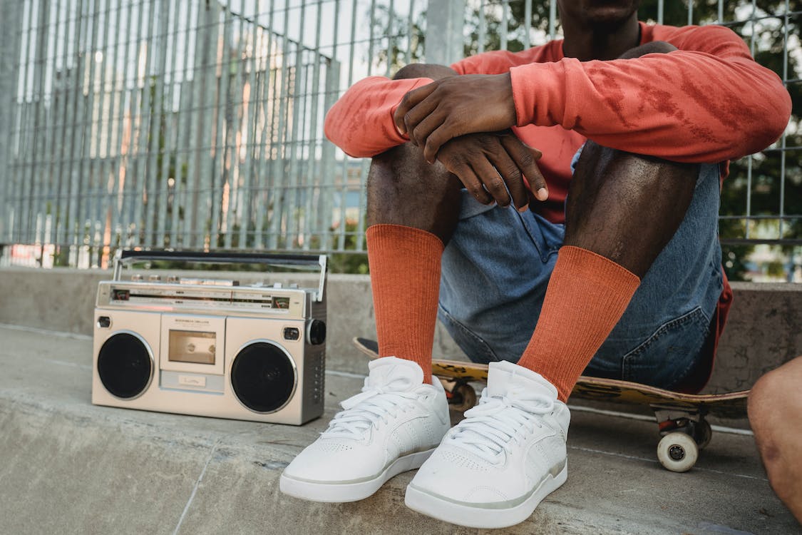Man with boombox